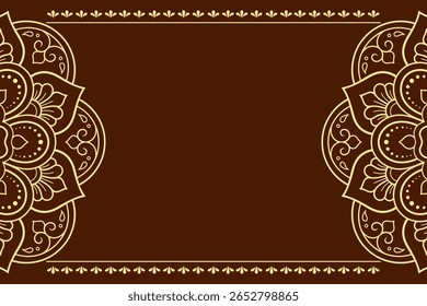 Frame in eastern tradition. Stylized with henna tattoos decorative pattern for decorating covers for book, notebook, casket, magazine, postcard and folder. Flower border in mehndi style.
