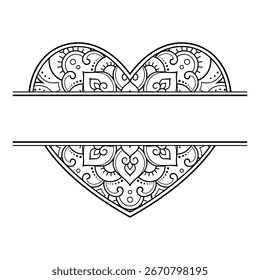 Frame in eastern tradition. Stylized with henna tattoos decorative pattern for decorating covers for book, notebook, casket, magazine, postcard and folder. Flower Heart in mehndi style.