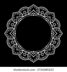 Marco en la tradición oriental. Estilizado con el patrón decorativo de los tatuajes de la henna para decorar las cubiertas para el libro, el cuaderno, el ataúd, la revista, la postal y la carpeta. Borde de flores en estilo mehndi.