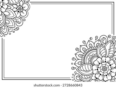 Rahmen in östlicher Tradition. Stilisiert mit Henna Tattoos dekorative Muster für die Dekoration von Deckeln für Buch, Notebook, Sarg, Magazin, Postkarte und Ordner. Blumenrand im mehndi-Stil.