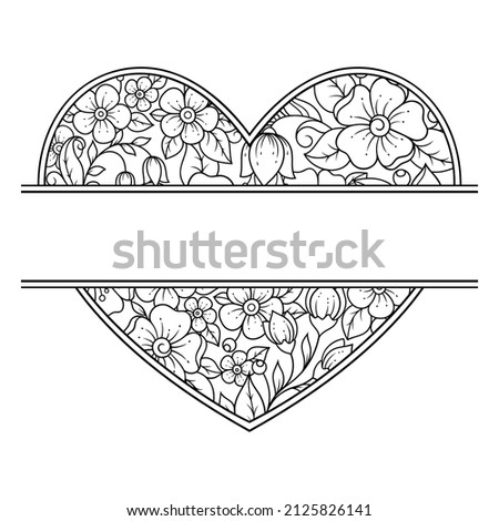 Frame in eastern tradition. Stylized with henna tattoos decorative pattern for decorating covers for book, notebook, casket, magazine, postcard and folder. Flower Heart in mehndi style.