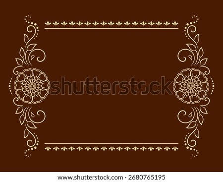 Frame in eastern tradition. Stylized with henna tattoos decorative pattern for decorating covers for book, notebook, casket, magazine, postcard and folder. Flower border in mehndi style.
