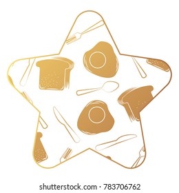 frame with eggs and cutlery pattern background