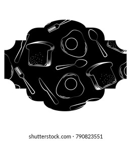 frame with eggs and cutlery pattern background