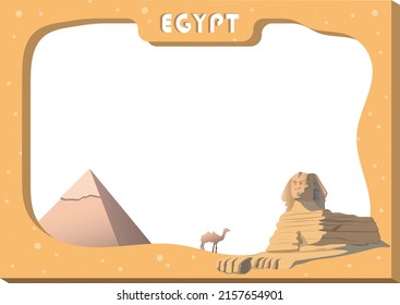 Frame with Egypt tourist objects. Attractions of Egypt. Vector art illustration