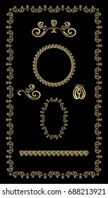 Frame element set gold vector