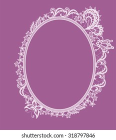 The frame of the elements in the form of abstract lace flowers,  leaves and butterflies