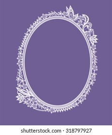 The frame of the elements in the form of abstract lace flowers,  leaves and butterfly