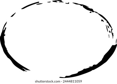 Frame ellipse, grunge oval outline border shape icon, decorative doodle element for design in vector illustration