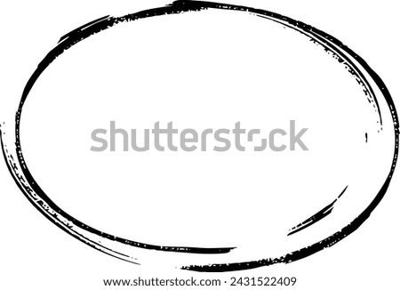 Frame ellipse, oval outline border grunge shape icon, decorative doodle element for design in vector illustration