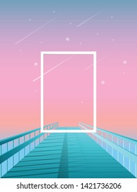 Frame at the end of pier - poster template with cool gradient modern background