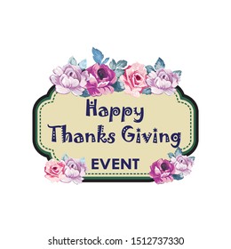 frame exclusive happy thanks giving with flower vector design