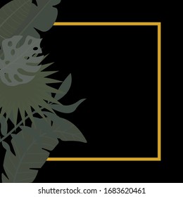 The frame of an exotic tropical summer is adorned with palm leaves. Vector illustration