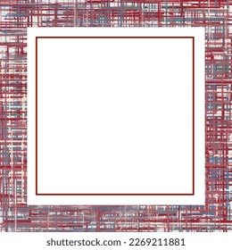 Frame in fabric optic in blue and red. Free space for your text.