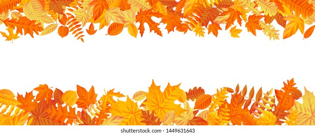 Frame with fall autumn colorful leaves on white background. Eps 10