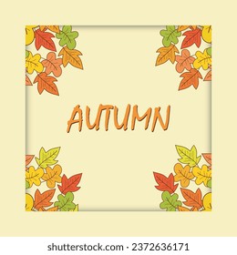  Frame with Fall floral elements. Vector template for card, banner, invitation, social media post, poster
