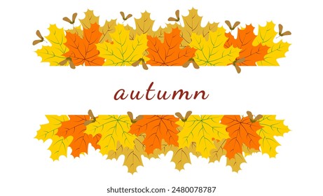 Frame with fall maple leaves and seeds with space for text. Autumn background. Vector illustration 