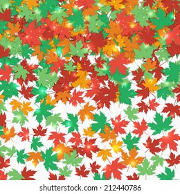 Frame fallen maple leaves. Autumn color background. Vector illustration.