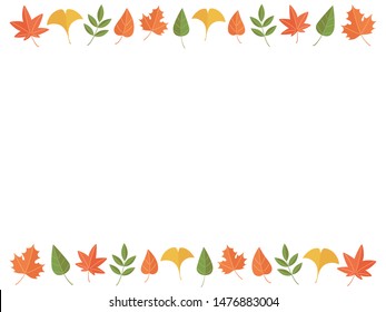 frame of falling leaves in autumn forest 