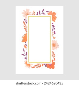 Frame of fantastic flowers. Vector floral frame for greeting cards, invitations, etc.
