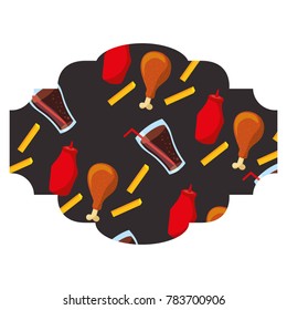 frame with fast food pattern background
