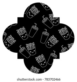 frame with fast food pattern background