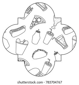 frame with fast food pattern background