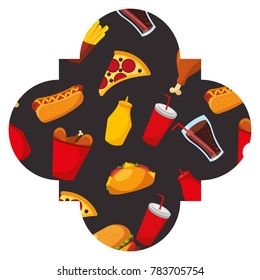 frame with fast food pattern background