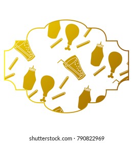 frame with fast food pattern background