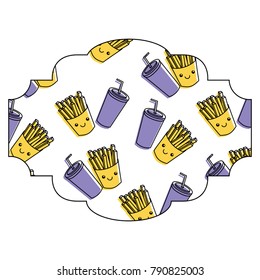 frame with fast food pattern background