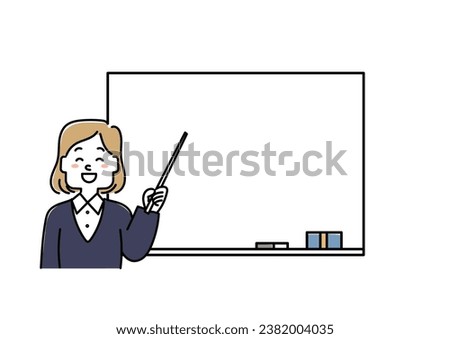  Frame of a female teacher explaining by pointing with an instruction stick