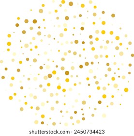 Marco, patrón festivo con brillo redondo dorado, confeti. Ilustración vectorial. 