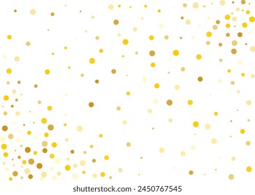 Marco, patrón festivo con brillo redondo dorado, confeti. Ilustración vectorial. 