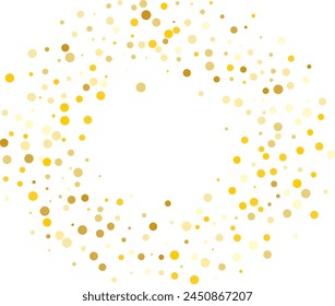 Rahmen, festliches Muster mit goldenem rundem Glitzer, Konfetti. Vektorillustration. 