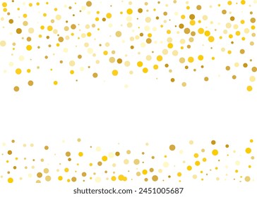 Frame, festive pattern with golden round glitter, confetti. Vector illustration. 
