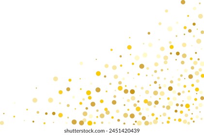 Frame, festive pattern with golden round glitter, confetti. Vector illustration. 