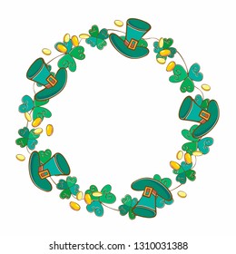 Frame festive wreath for St. Patrick's day. Vector