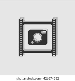 Frame film with a camera. Logo. Vector.