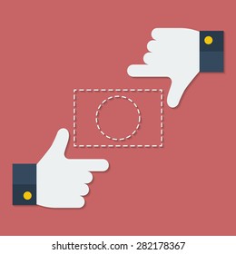 Frame of fingers or hands. Flat style