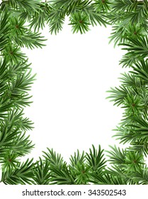 Frame of fir branches for Christmas card. Illustration