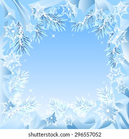 Frame of fir branches frozen. Illustration in vector format
