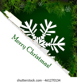 Frame with fir branches. Merry Christmas. Vector