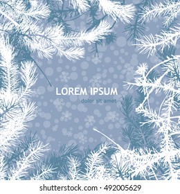 Frame with fir branches. Merry Christmas. Vector