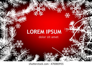 Frame with fir branches. Vector