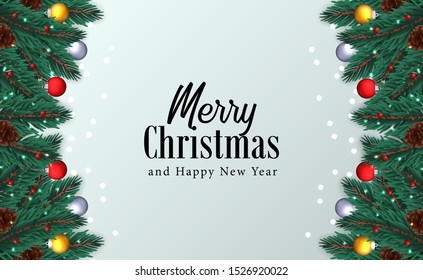 Red Background Template Christmas Tree Branches Stock Vector (royalty 