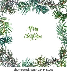 Frame with fir tree. Perfect for New Year and Christmas. Vector illustration, EPS 10.