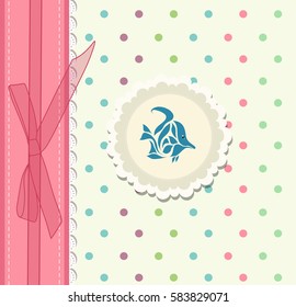 Frame with fish on background. Vector illustration