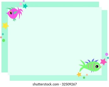Frame of Fish Swimming with Bubbles Vector