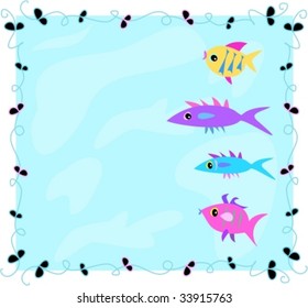 Frame of Fish in Water Vector