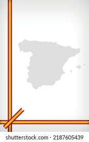 Frame with flag and contour elements of Spain. Vector illustration